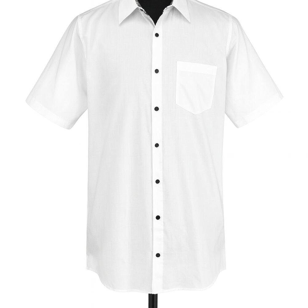 Men's Short Sleeve White Button-Down Shirt